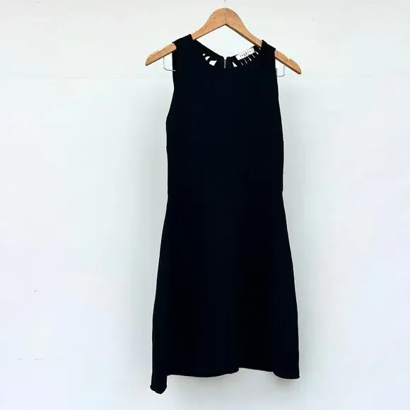 Sandro Paris Cut Out Black Mini Dress Edgy 8 Medium Short Going Out Chic - Picture 2 of 9